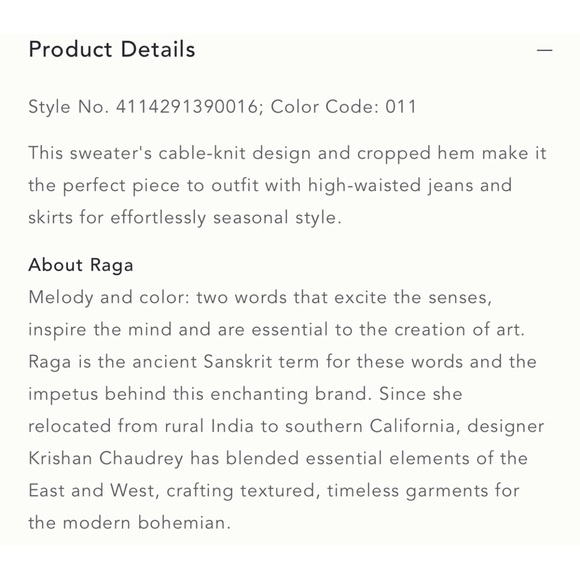 Anthropologie RAGA Kelyn Cropped Cable-Knit Sweater Pullover Ivory NWT SZ L - Picture 15 of 16